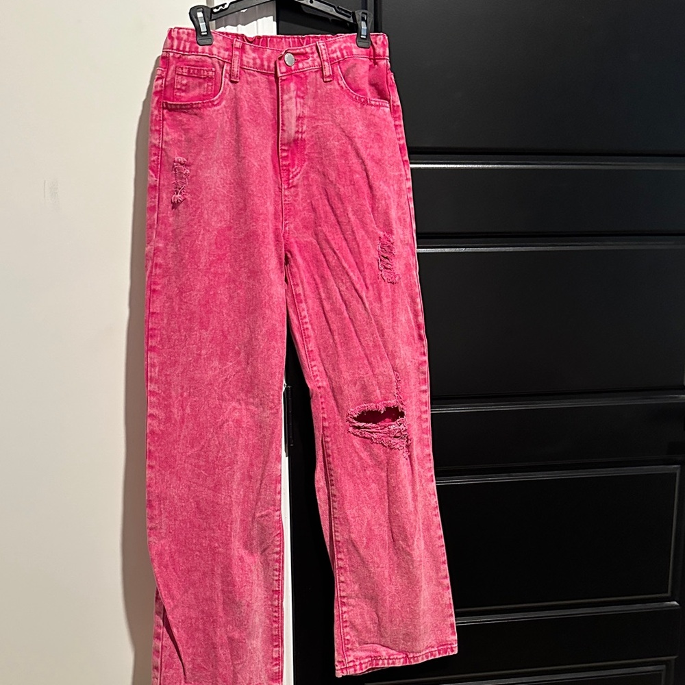 SHEIN Kids Pink Distressed Jeans